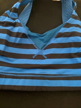 lululemon athletica Blue and Black Striped Sports Bra